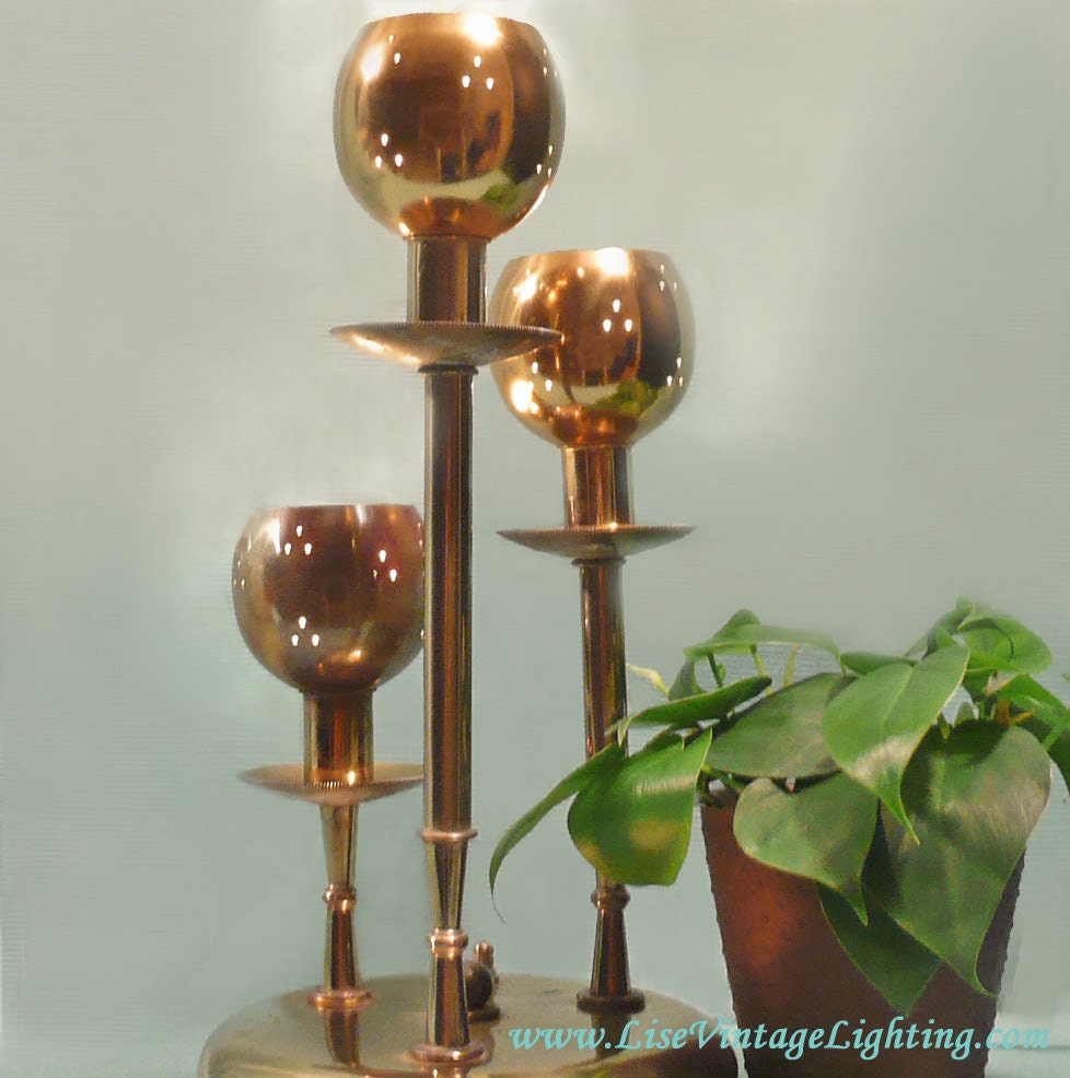 Vintage Brass Orb Lamp, Paavo Tynell attributed