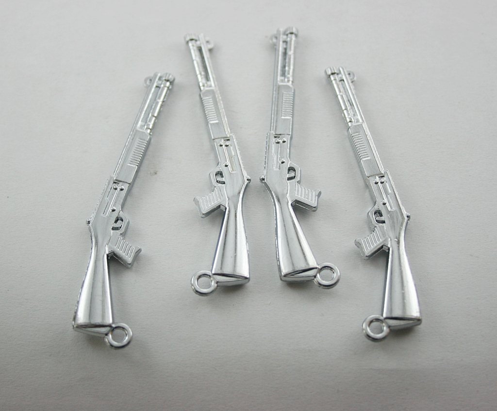 10 pcs.Zinc Silver Tone Shotgun Charms Pendants Decorations Findings 16 mm. SPG6