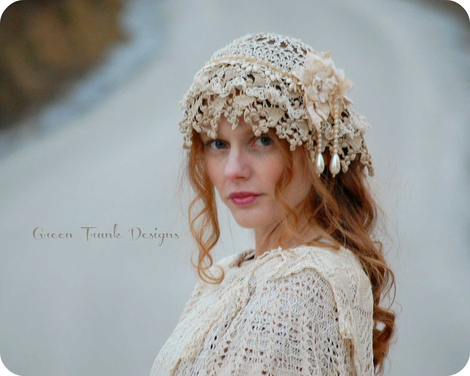 1920s Style Flapper Wedding Cap