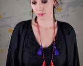 Tribal Necklace - Folk Inspired - Neon Yellow Cat - FREE SHIPPING