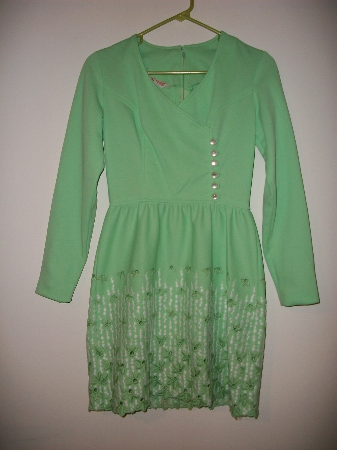 Vintage 70s Mint Green Minidress - FREE shipping worldwide