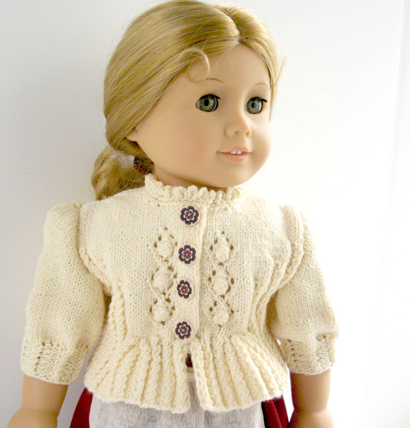 American Girl Doll 18 " Gotz doll Knitting Pattern  Folk Style Jacket  Cardigan Dirndl   PDF Format instant download, Permission to Sell