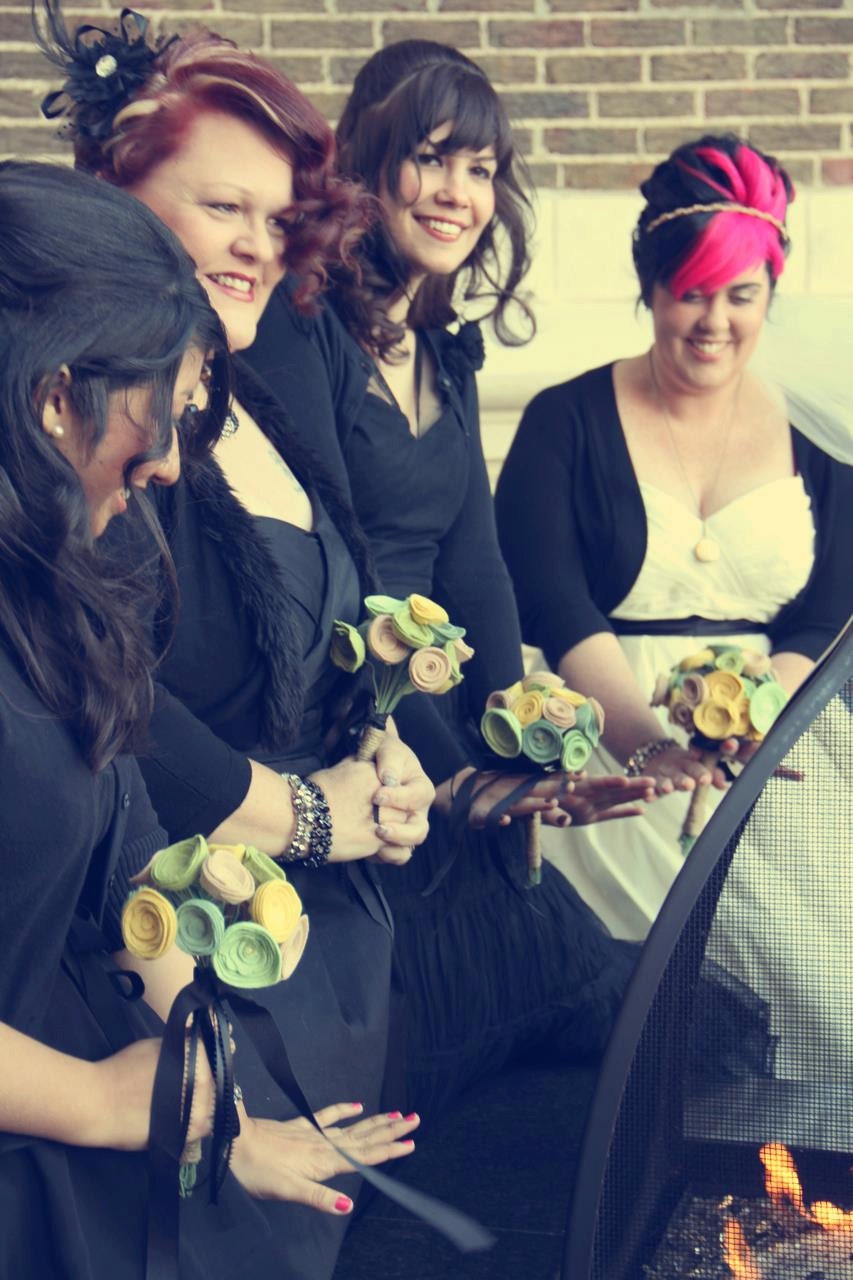 Yellow and Green - Custom - Bouquets - Bridal  and Bridesmaid - Alternative to Fresh Flowers - Candace Style Bouquet -