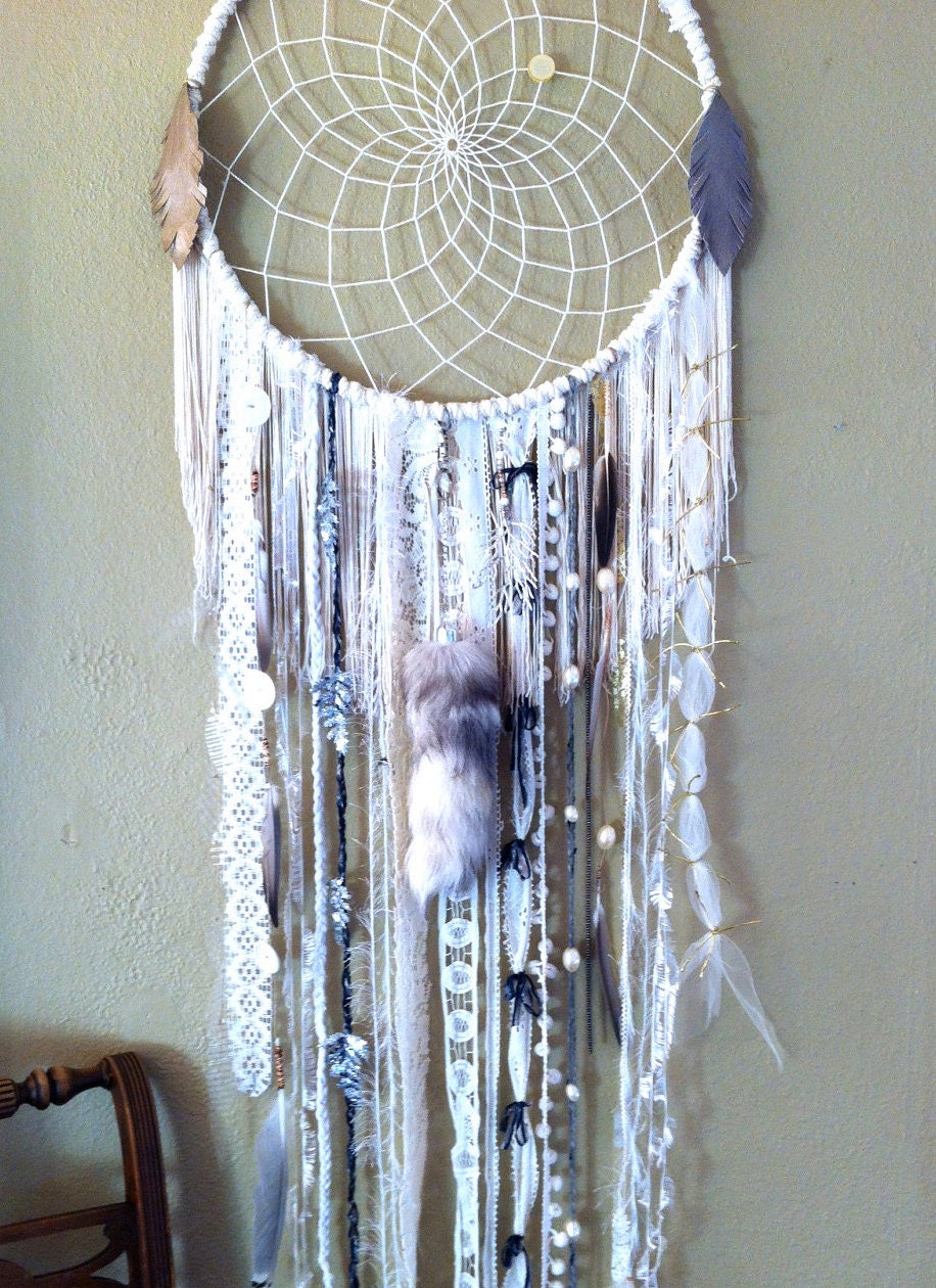 Custom Order LARGE 14 inch WHITE DREAMCATCHER doily or woven your choice, multiple sizes available