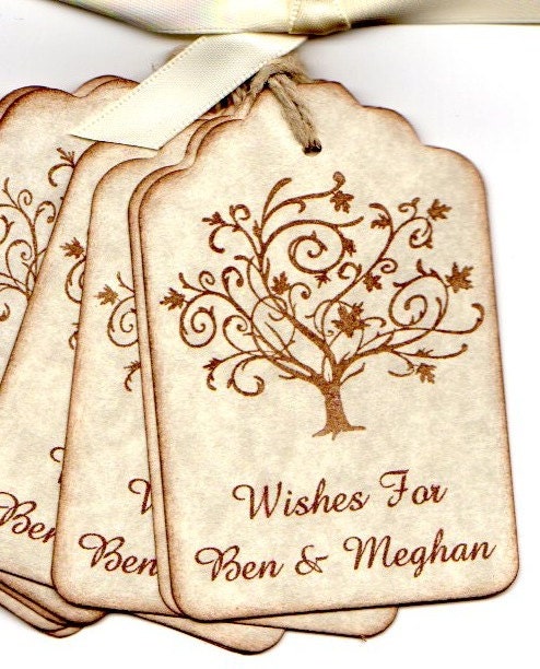 Custom Listing For Diana - 100 Personalized Wedding Wish Tags / Guest Book Alternative - Elegant Tree Wishes For Wishing Tree Vintage