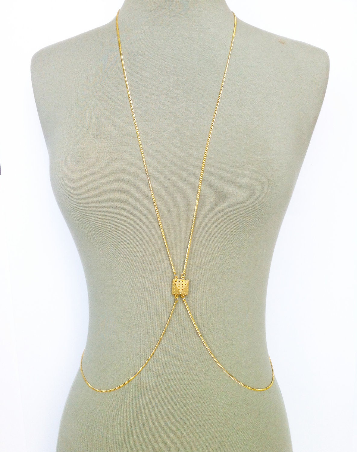 Pyramid Body Chain, Body Harness, Gold Body Chain