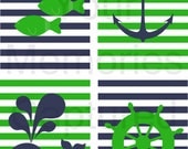 Anchor, Wheel, Whale, and Fish Nautical Kids Art Printables