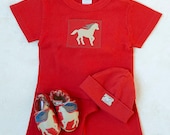 Wild Horse  Baby Gift Set (red, includes pant, shirt, hat and all-leather shoes)
