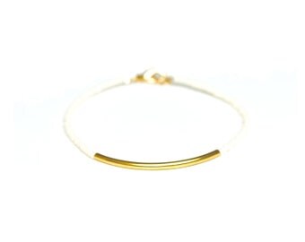 Gold Dipped Bar Bracelet - Ivory