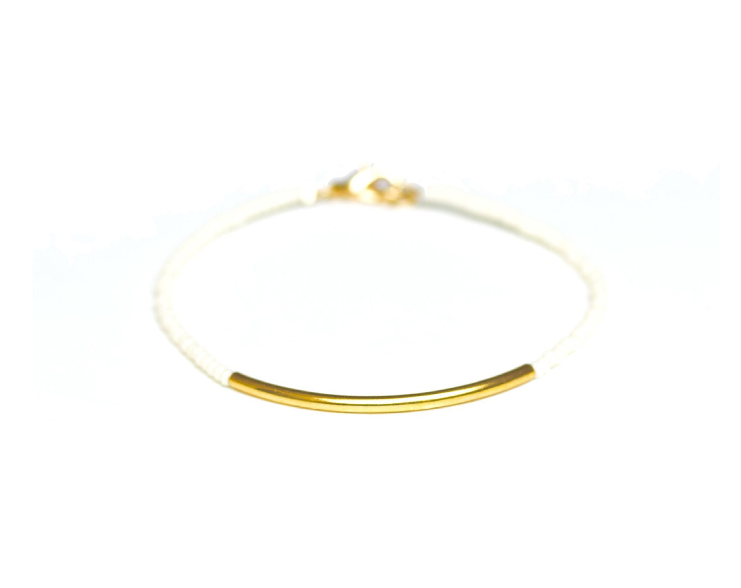 Gold Dipped Bar Bracelet - Ivory