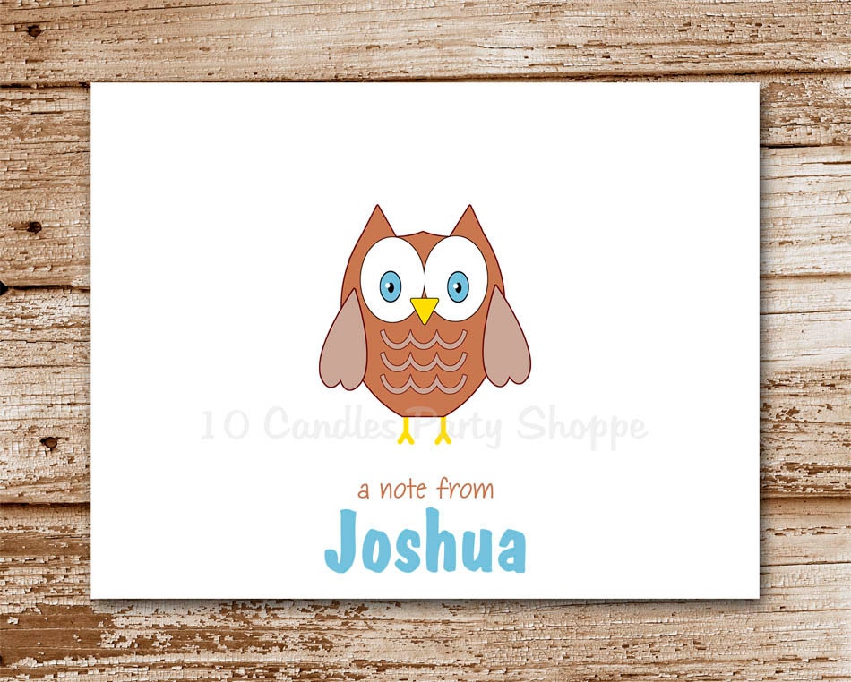 SET of 8 OWL Personalized Stationery : Thank You Note Cards, Notecards Il_570xn