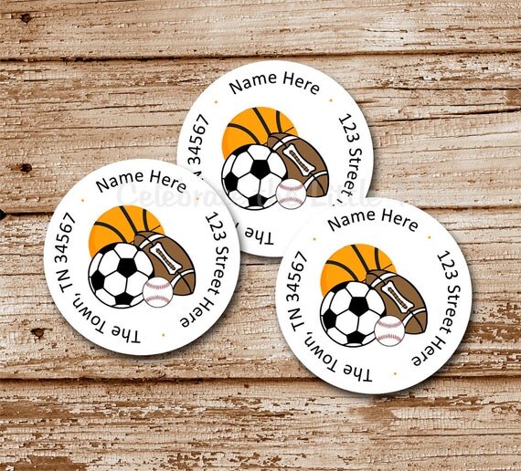 SET of 20 ALL STAR Return Address Labels : sports Il_570xn