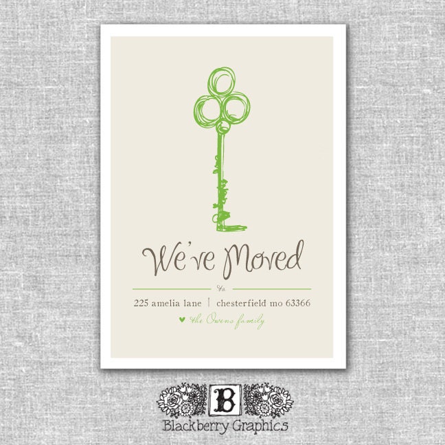 printable DIY, Moving Announcement, Key design