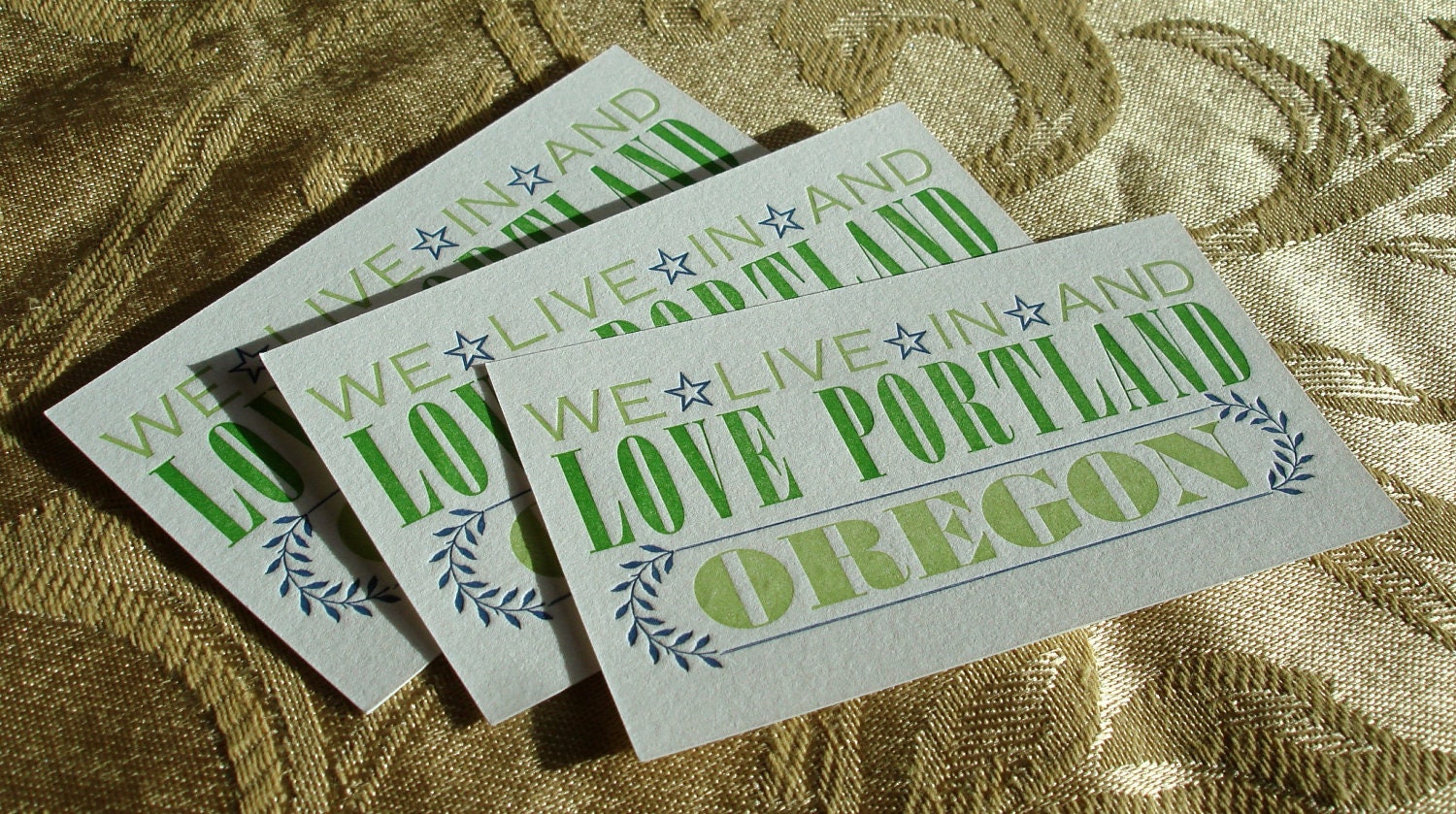SET of 25 Fill-In Letterpress Calling Cards PORTLAND, OREGON Our Favorite City