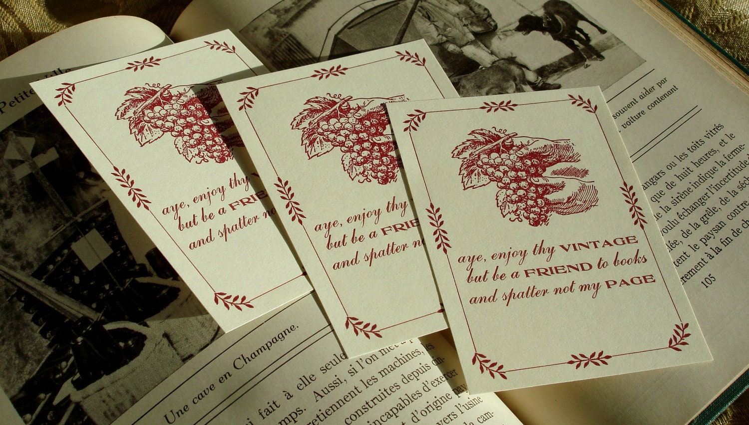 Letterpress Bookplates 10 PACK for the Wine Lover - Drink & Read Safely