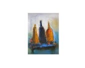 Oil on Canvas, Still life, Three Bottles  18"x24" original oil on canvas