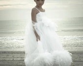 A Walk In The Clouds... A Feather, Satin, and Pearl Beaded Dress For The Little Lady