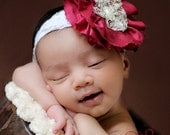 red, burgundy, maroon flower hairband, headband, girls, infants, toddlers, baby, photo props, photography, weddings
