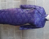 1950s early 60s Long Sleeved Asian Dress, Lace Overlay, Purple, Size S/M   no 25823