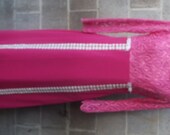 Fabulous 1960s long gown with heavy lace and gem accents -  29862
