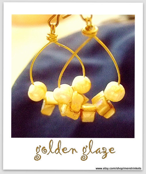 From 18.00-Jewelry, Earrings, Hoops, Kidney Wires, Length: 2 1/2", Gold Glazed Freshwater Pearls, Shell, Handmade Jewelry on Etsy
