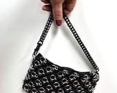 Chainmaille and Leather Purse - black and silver minimalist purse