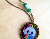 Cameo Pendant and Necklace Rainbow Rabies Panda