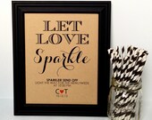 Wedding Sign LET LOVE SPARKLE Sparkler Send Off Rustic Wedding - 8x10, Personalized
