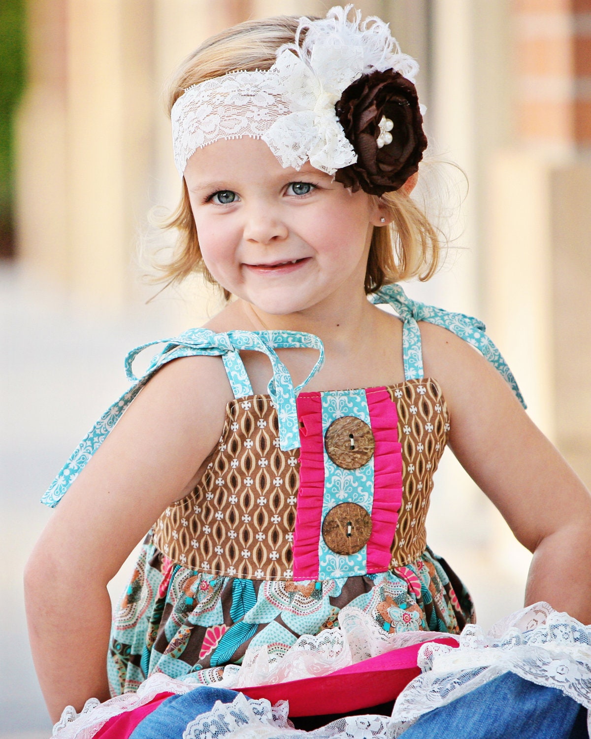Baby Headband..Brown Headband..Newborn Headband..Flower Headband..Toddler Headband..Photo Prop..Over the Top
