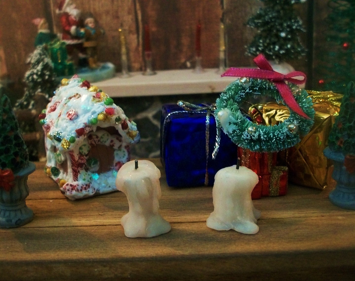 Miniature Dripping Candle White or Choice of Color, 1" Melting Pillar Candle, 1- 1.25 inch Total
