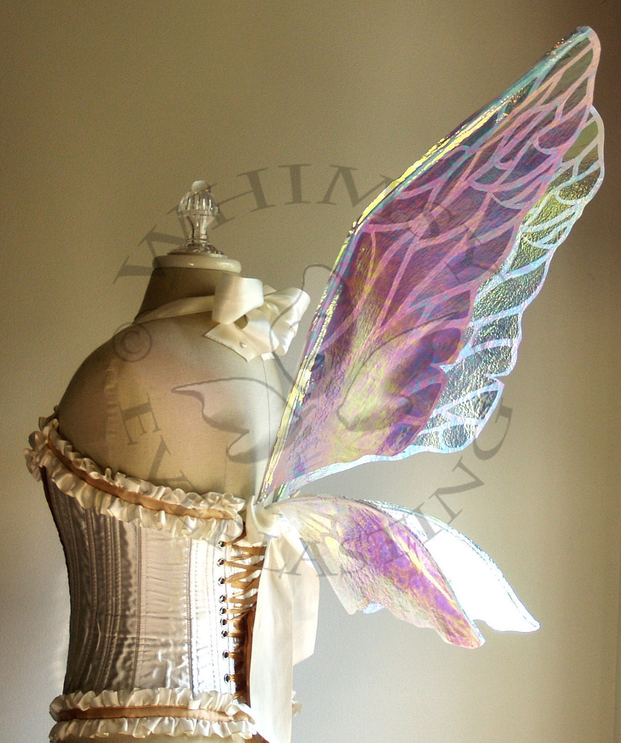 Natural Fairy Wings Wedding Halloween Costume Faerie Reenactment Fantasy Renaissance Custom Cellophane
