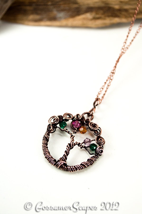 Tree of life necklace pendant crystal birthstones choose 5