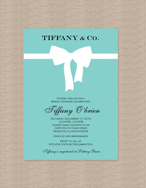 Tiffany Bridal Shower Invitations - Inspired by Tiffany Blue Box