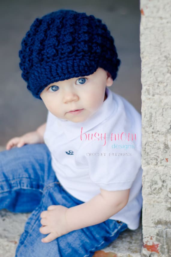 CROCHET Hat PATTERN - Knobby Noggin Newsboy - ALL Sizes included - Preemie to adults - Easy - pdf 123