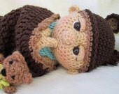So Cute Baby Doll Crochet Pattern with Teddy Bear Hat, Toy and Cocoon Instant Download, PDF Format