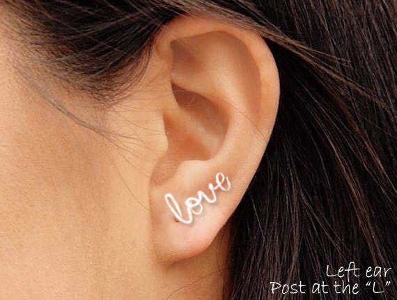 Love Earring, Sterling Silver or Gold Filled