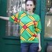 Vintage 1980s 80s Sweater Green Argyle Bright Short Sleeves M Medium