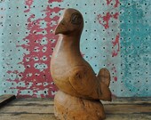 Vintage Jamaican Folk Art Carved Ironwood Lignum Vitae Sea Bird // Signed Mowatt