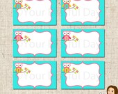 PRINTABLE Girl Stitch Owl with Age Label Tents (Character of your choice) Il_170x135