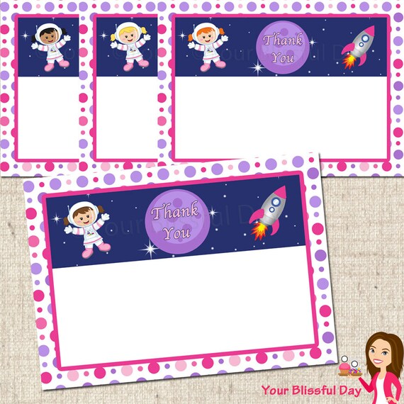 PRINTABLE Girl Astronaut Thank You Cards Il_570xn