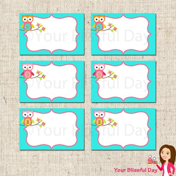 PRINTABLE Girl Stitch Owl with Age Label Tents (Character of your choice) Il_570xn