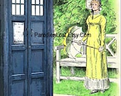 Doctor Who TARDIS Print Jane AUSTEN Pride & Prejudice Elizabeth BENNET