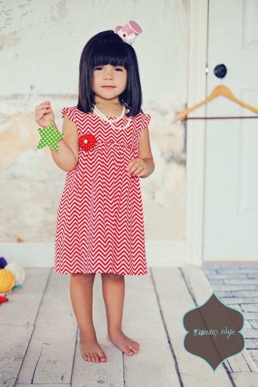 Red Chevron Dress - Sizes 12-18m, 2t, 3t, 4t, 5t
