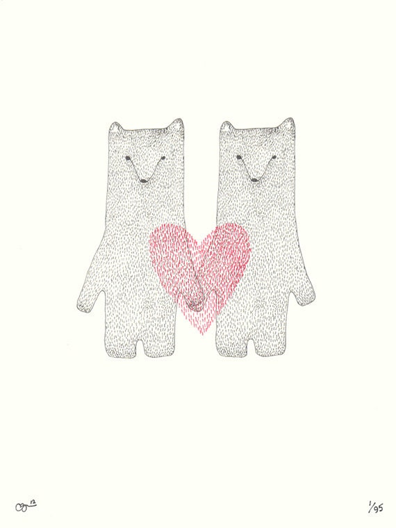 Valentine Bears II Print
