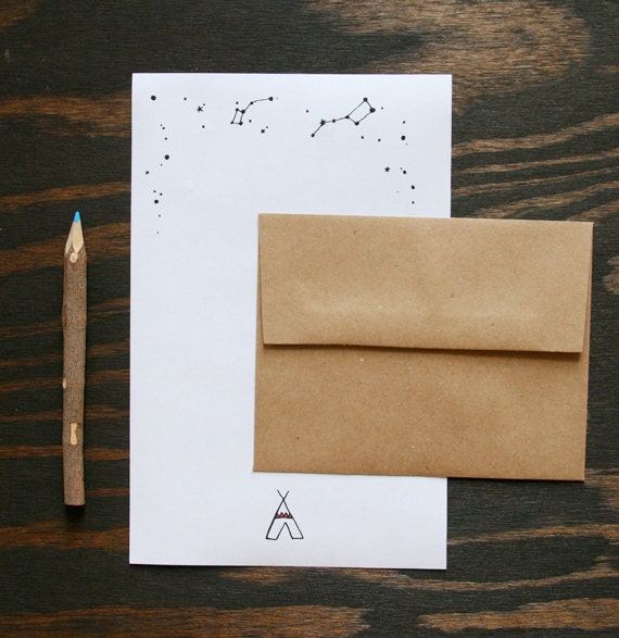 Camp Stationery: Teepee Tent & Constellations, set of 12