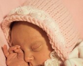 Rosette Bonnet Pattern- PDF PATTERN - newborn baby chunky knit girl photo prop