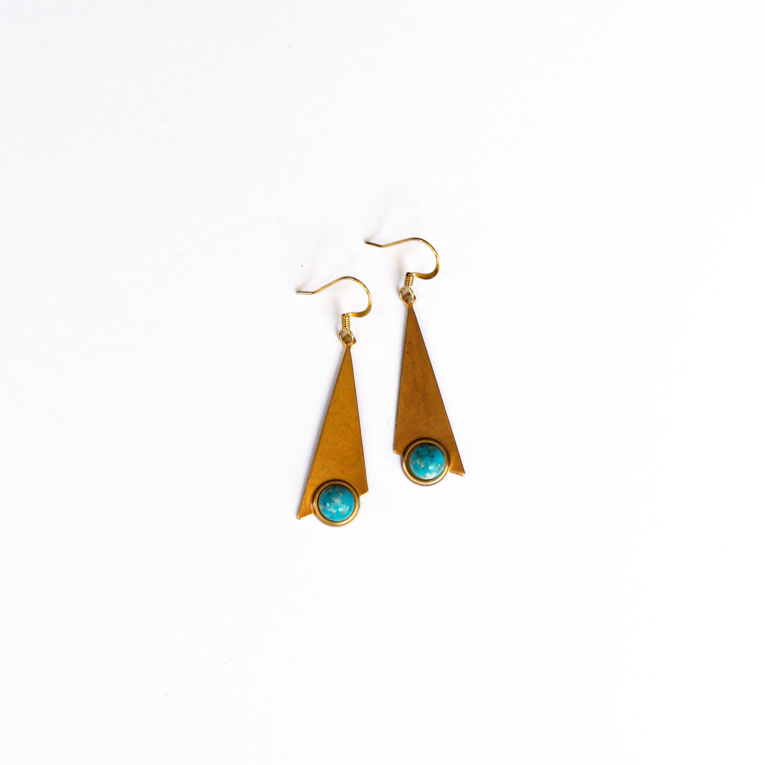 Slender Triangle Earrings in Turquoise