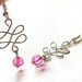 Wired in Pink - wire wrapped earrings, pink glass bead, copper wire, sterling silver earwire
