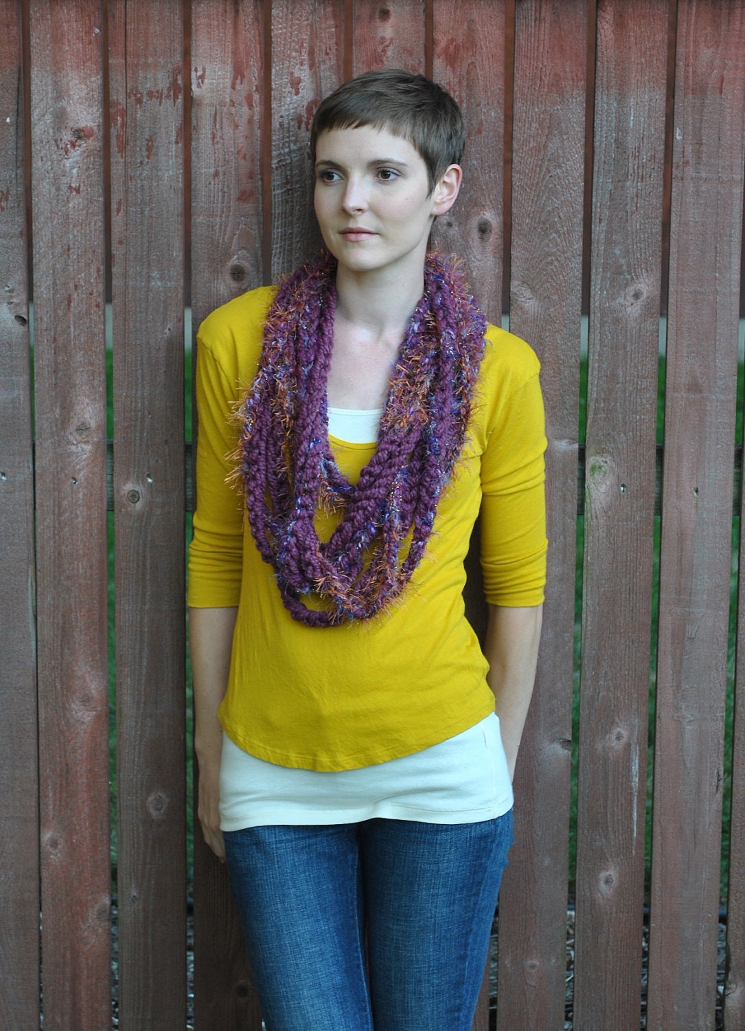 READY TO SHIP infinity chain chunky cowl necklace neck warmer  - royal fig - ooak