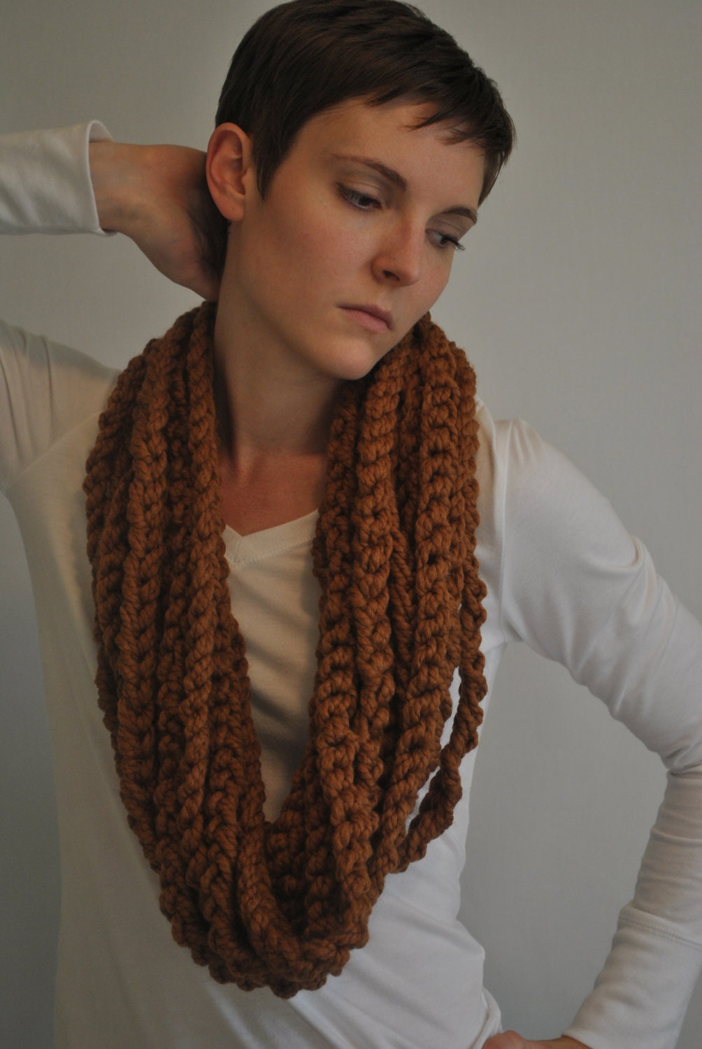 READY TO SHIP chunky chain necklace scarf - hazelnut - the jana